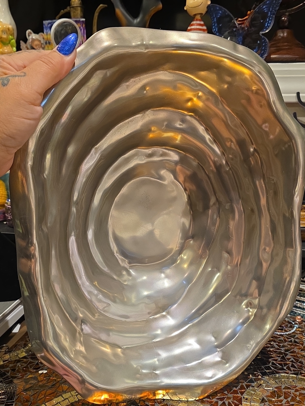 Lenox Hammered Metallic Silver Tone Decorative Serving Bowl